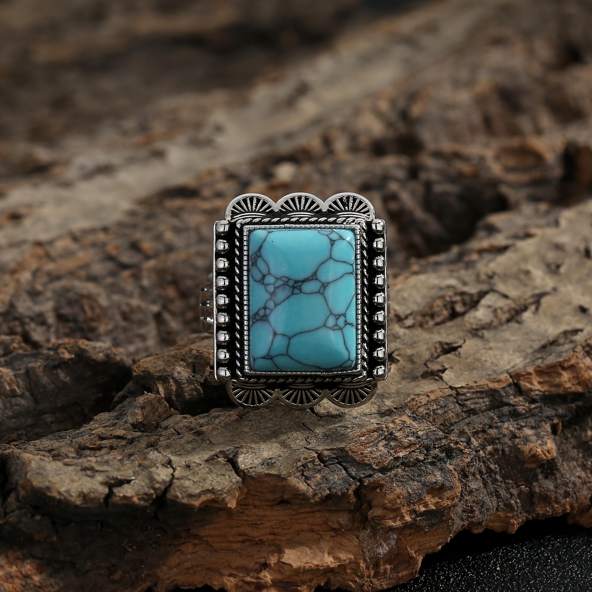 Women's Elegant Retro Malachite Ring, Persian Design